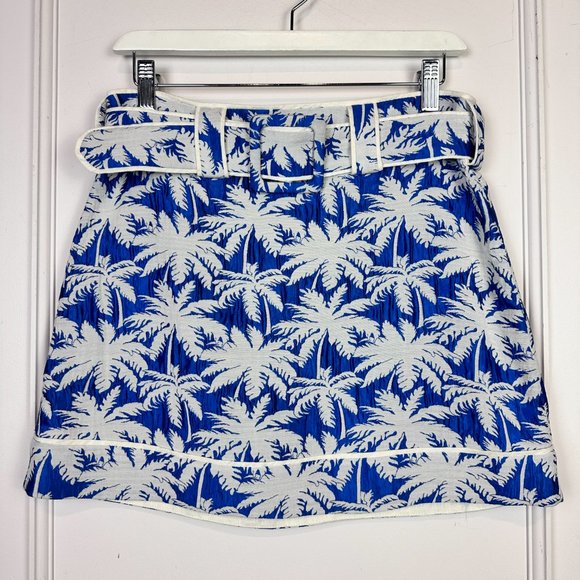 Alexis Lodi Blue and White Palm Jacquard Skirt - Picture 2 of 6